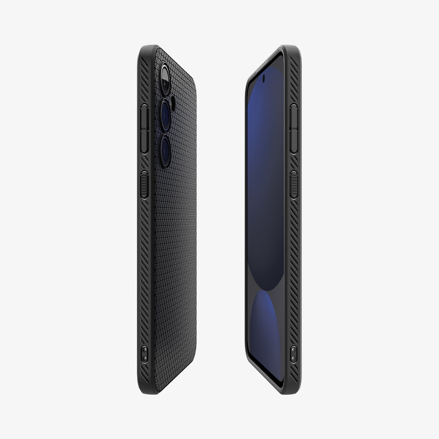 ACS08618 - Galaxy S24 FE Case Liquid Air in Matte Black showing the  partial back, partial front and sides