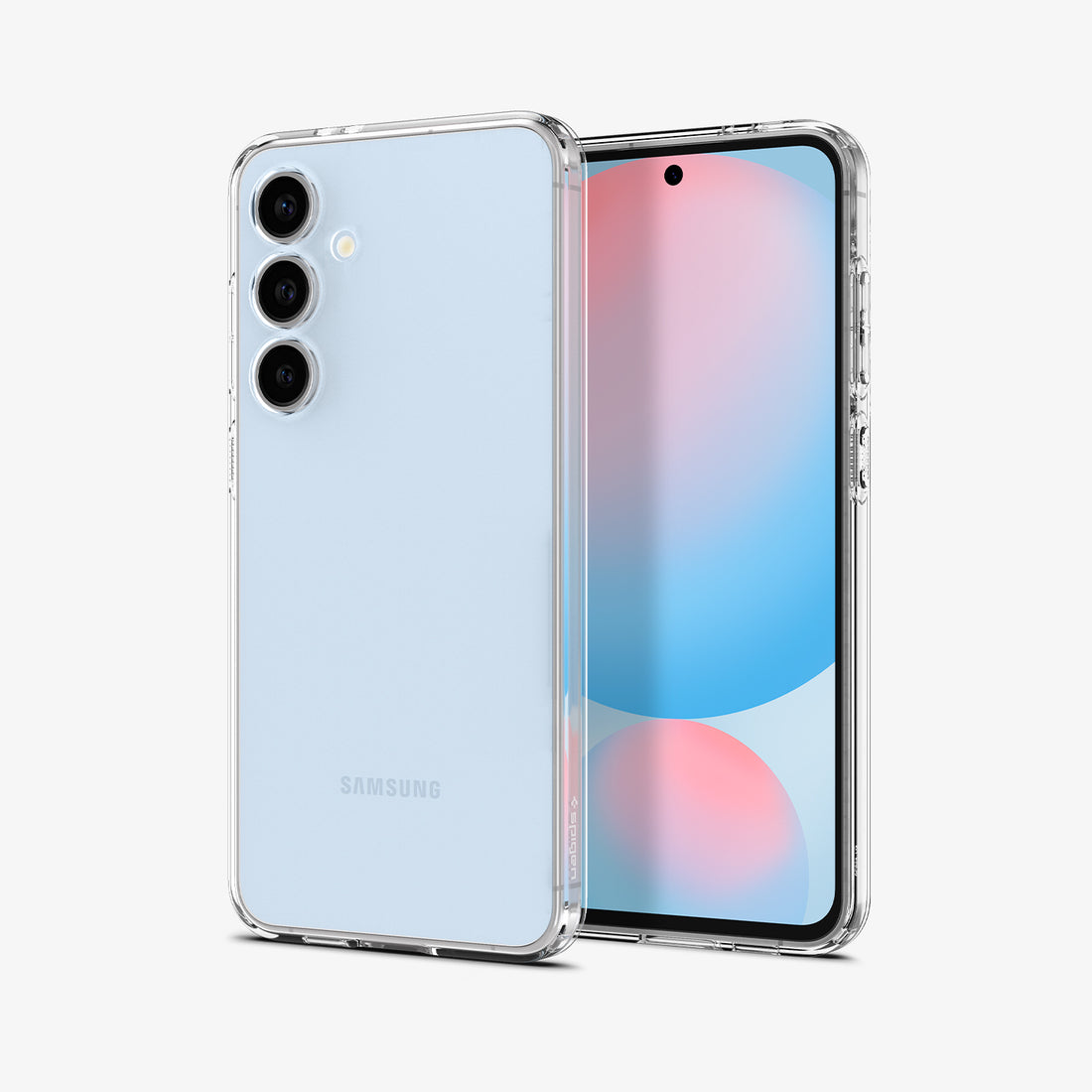 ACS08616 - Galaxy S24 FE Case Liquid Crystal in Crystal Clear showing the back, partial front and sides