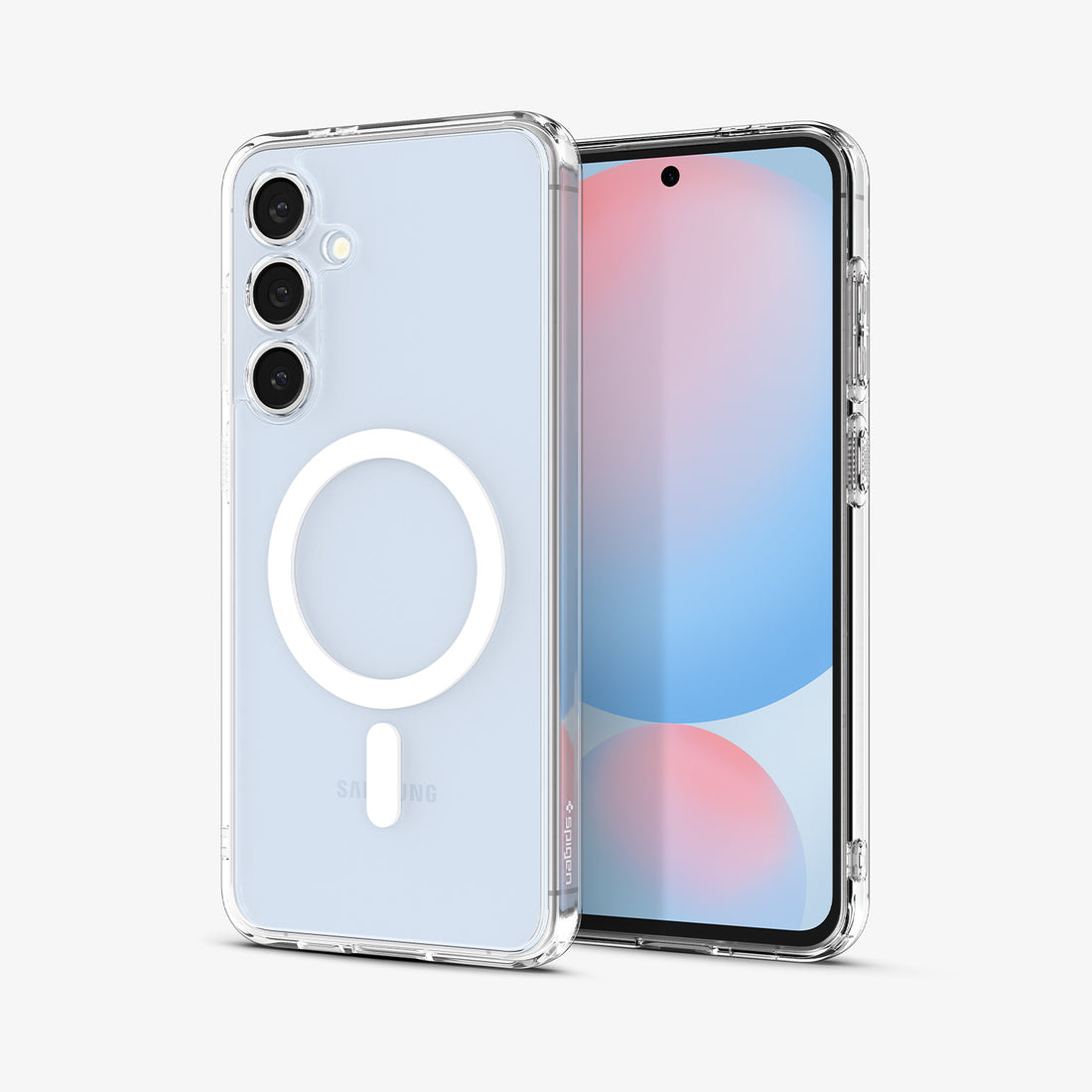 ACS08622 - Galaxy S24 FE Case Ultra Hybrid Metal Ring (MagFit) in White showing the back, partial front and sides