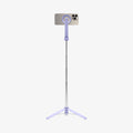 AMP07658 - Tripod Selfie Stick (Mag Fit) | S571W in Lavender showing the front of the device, attached to a selfie stick, extended with a stand