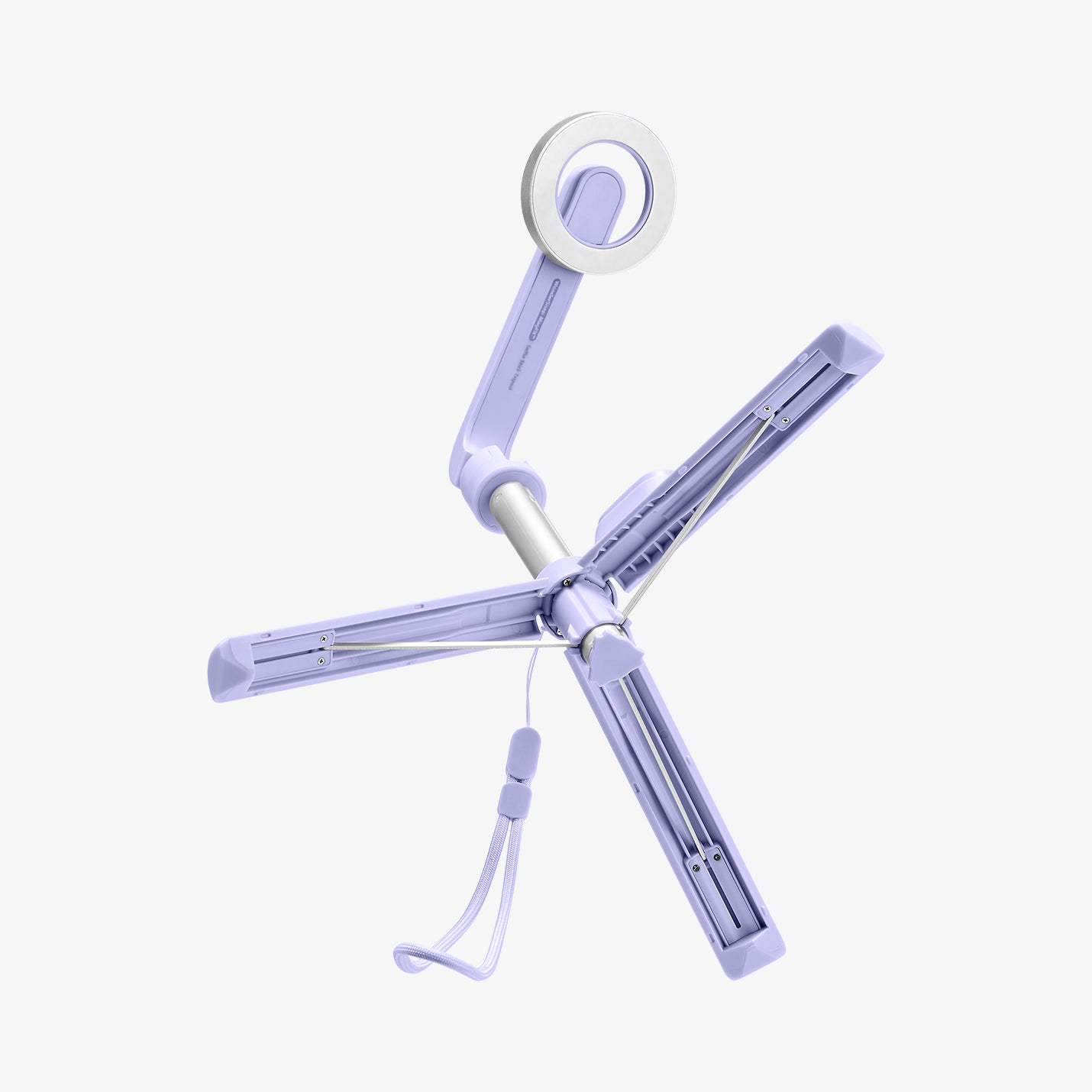 AMP07658 - Tripod Selfie Stick (Mag Fit) | S571W in Lavender showing the front, sides and tripod stand open