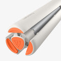 AMP11373 - Selfie Stick | S582W in Dune Beige showing a foldable tripod base with anti-slip orange grips and a twist-lock mechanism for stable support.