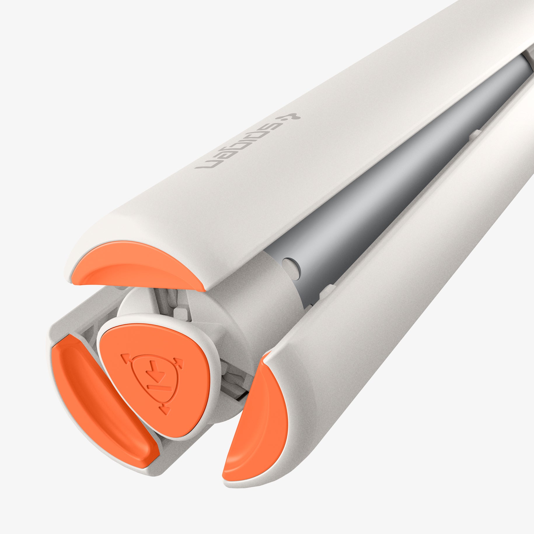 AMP11373 - Selfie Stick | S582W in Dune Beige showing a foldable tripod base with anti-slip orange grips and a twist-lock mechanism for stable support.