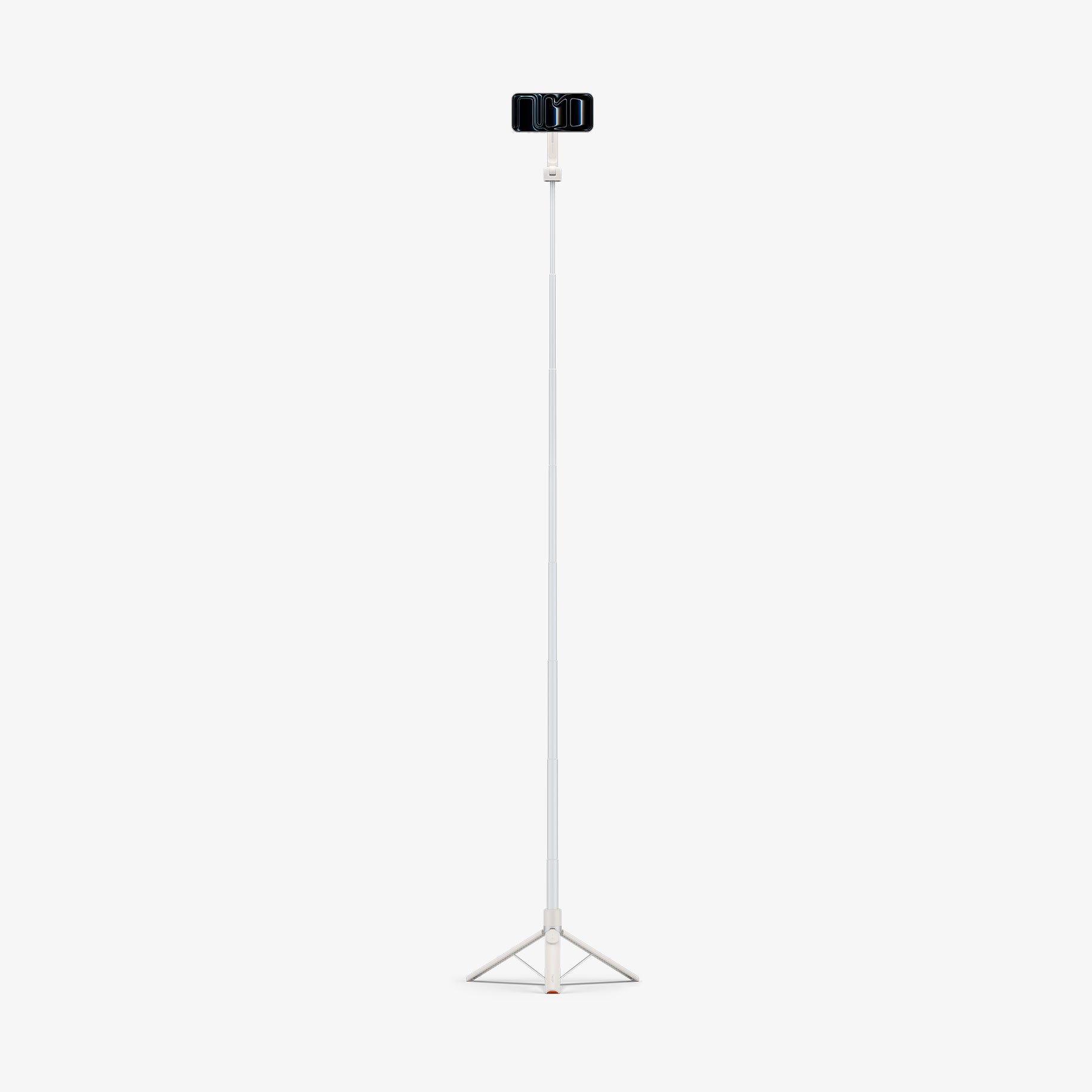 AMP11373 - Selfie Stick | S582W in Dune Beige showing an ultra-extended telescopic pole with a mounted smartphone and stable tripod base for wide-angle hands-free shooting.