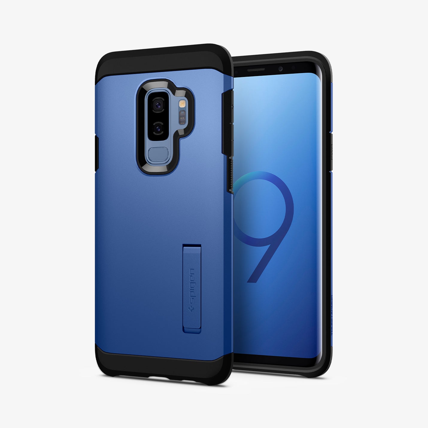 593CS22937 - Galaxy S9 Plus Case Tough Armor in Coral Blue showing the back and front