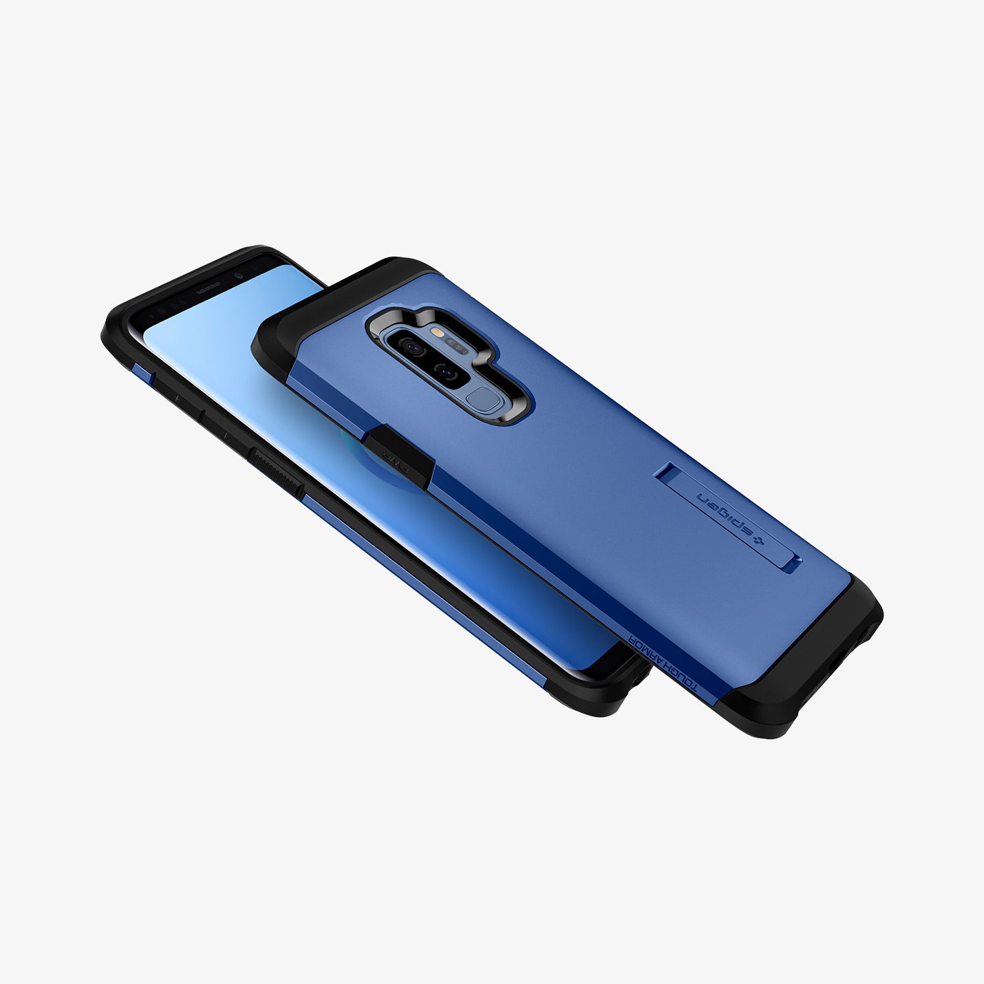 593CS22937 - Galaxy S9 Plus Case Tough Armor in Coral Blue showing the back and side of two devices