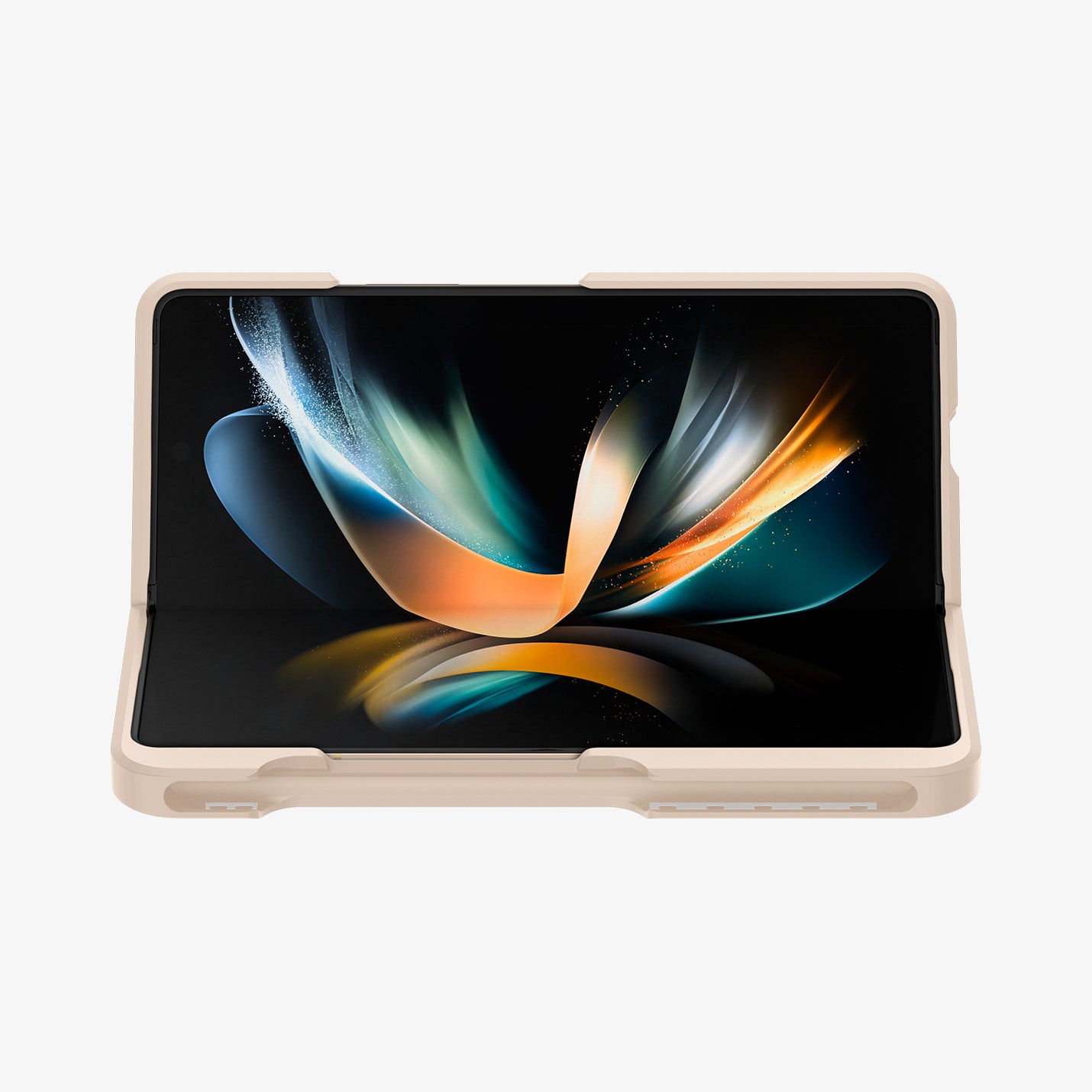 ACS05511 - Galaxy Z Fold 4 Case Thin Fit P in pearled ivory showing the front with device half open