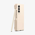ACS05511 - Galaxy Z Fold 4 Case Thin Fit P in pearled ivory showing the back, side and s pen leaning against device
