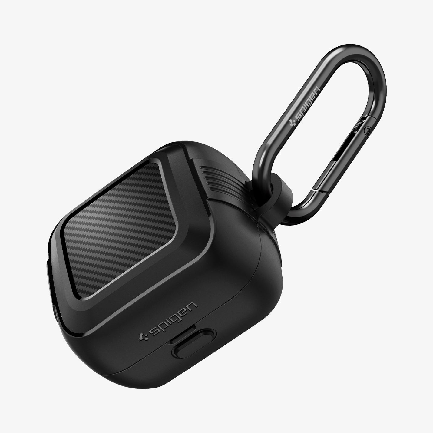 ACS04537 - Sony Earbuds Linkbuds Case Rugged Armor in black showing the front, top and carabiner