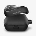 ACS04537 - Sony Earbuds Linkbuds Case Rugged Armor in black showing the top bending and hovering above the rest of case