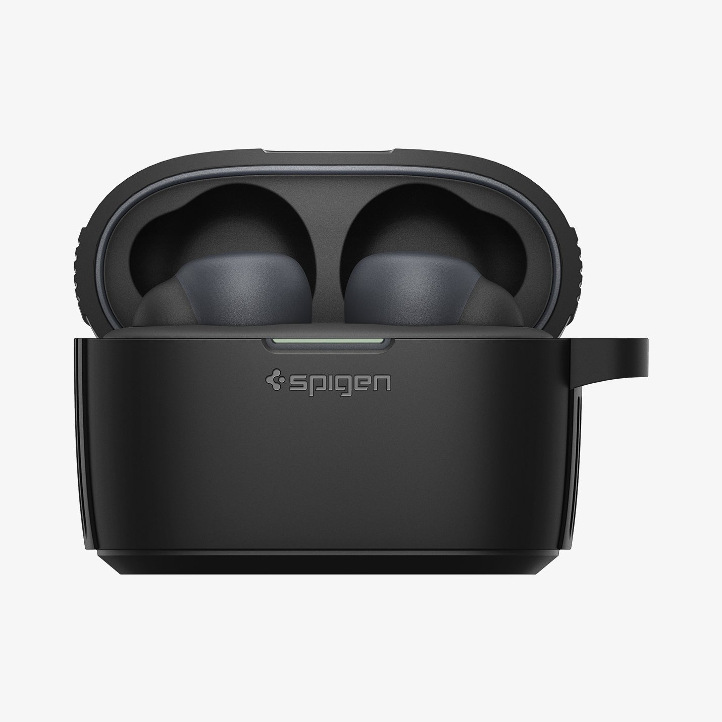 ACS05236 - Sony Earbuds Linkbuds S Case Rugged Armor in black showing the front with top open and earbuds inside