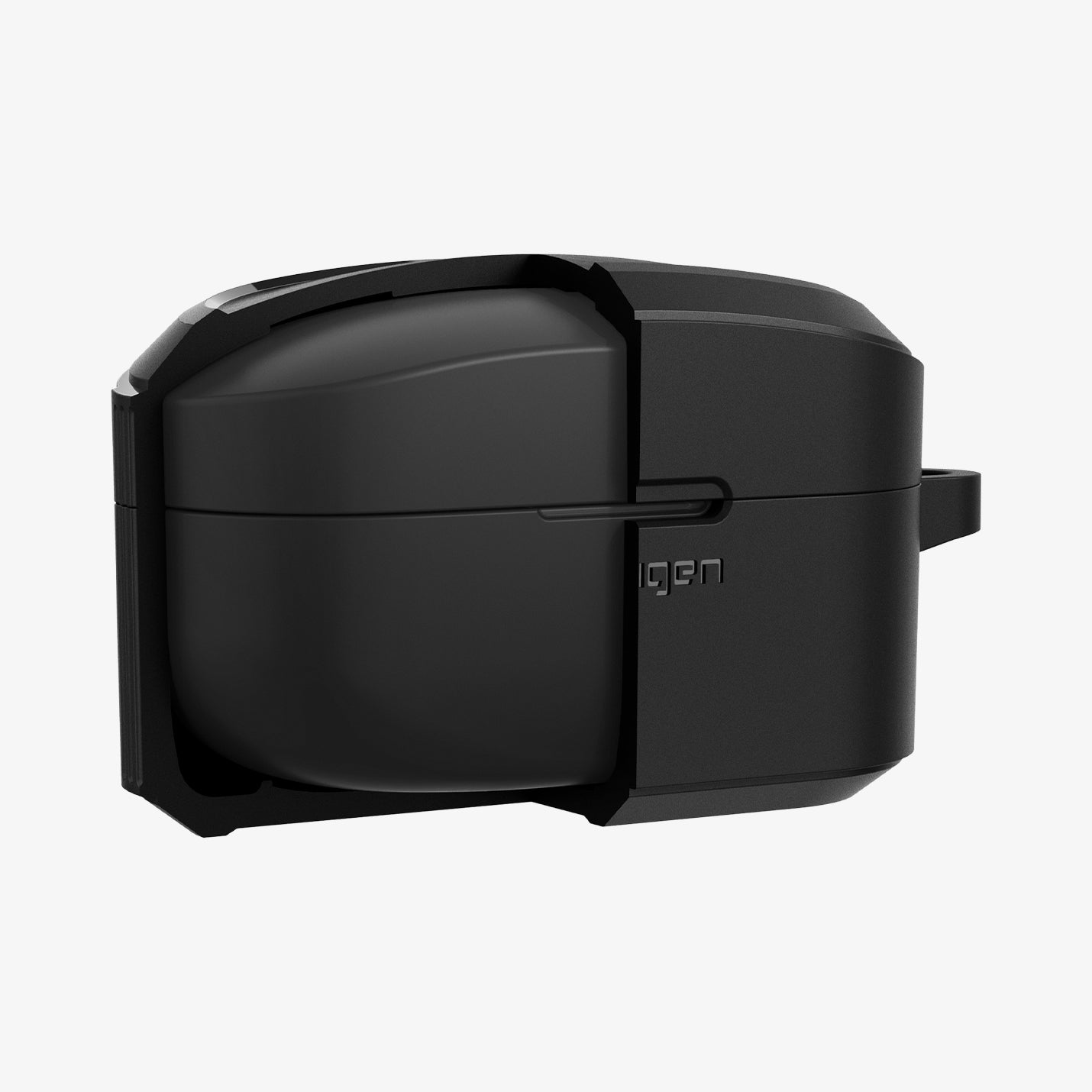 ACS03364 - Sony Earbuds xf100xm4 Case Rugged Armor in black showing the front with case cut half open