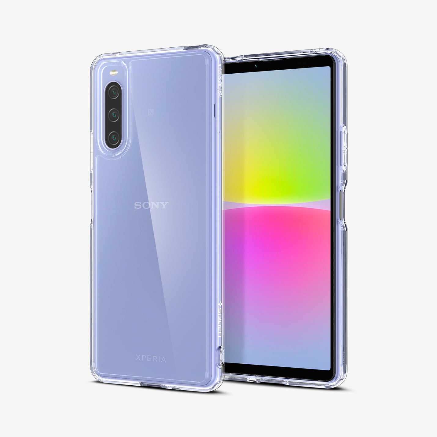 ACS04553 - Sony Xperia 10 IV Case Ultra Hybrid in crystal clear showing the back and front