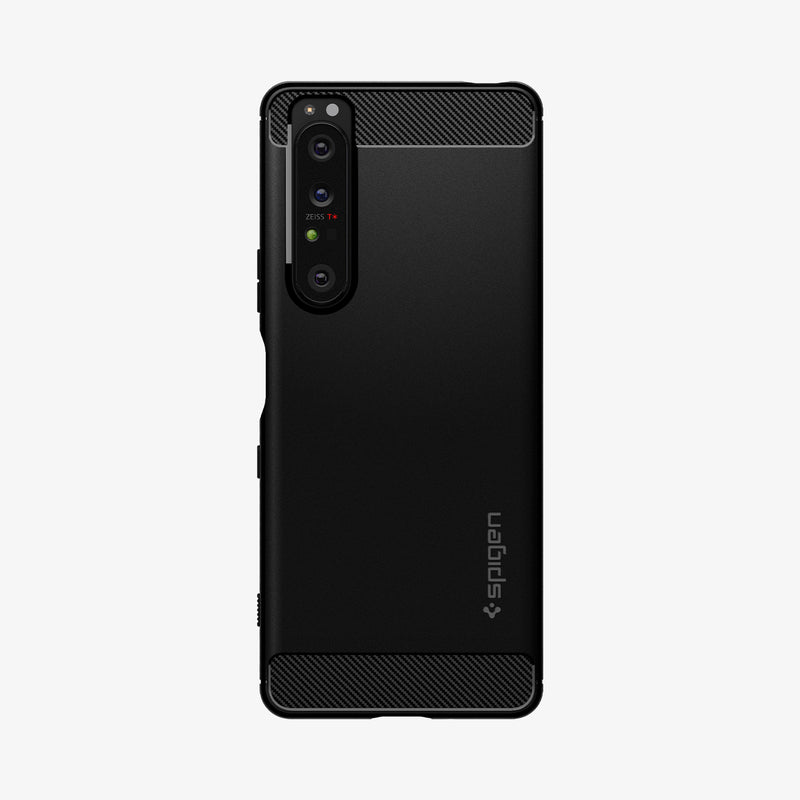 ACS02841 - Sony Xperia 1 III Case Rugged Armor in matte black showing the back