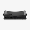ACS08296 - Xperia 1 VI Case Rugged Armor in Matte Black showing the back of the case slightly bended hovering above the device