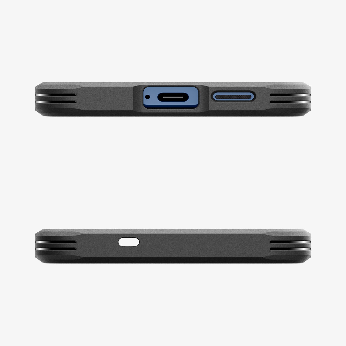 ACS09008 - Galaxy S25 Case Tough Armor AI (MagFit) in Black showing the top and bottom