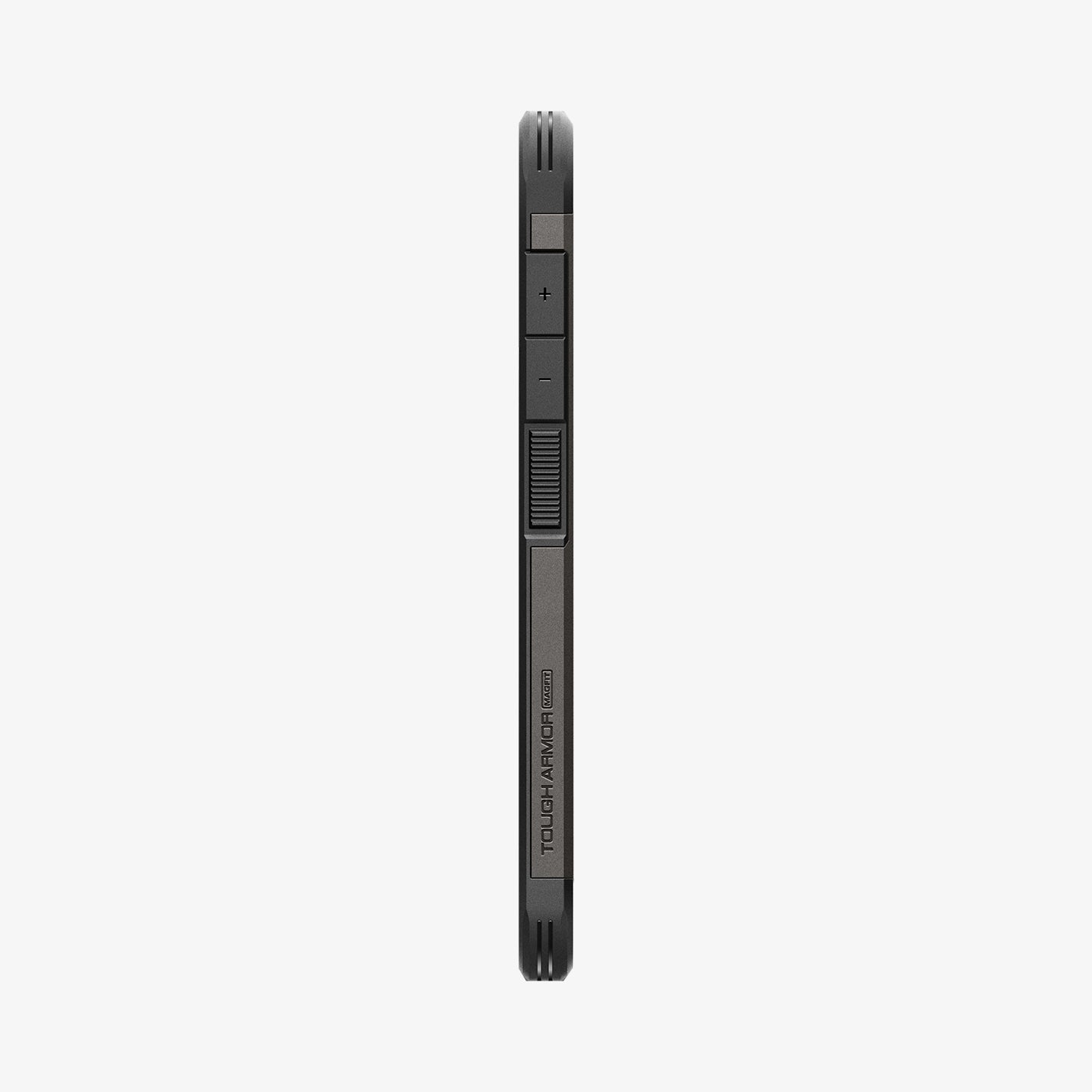 ACS09009 - Galaxy S25 Case Tough Armor AI (MagFit) in Gunmetal showing the side