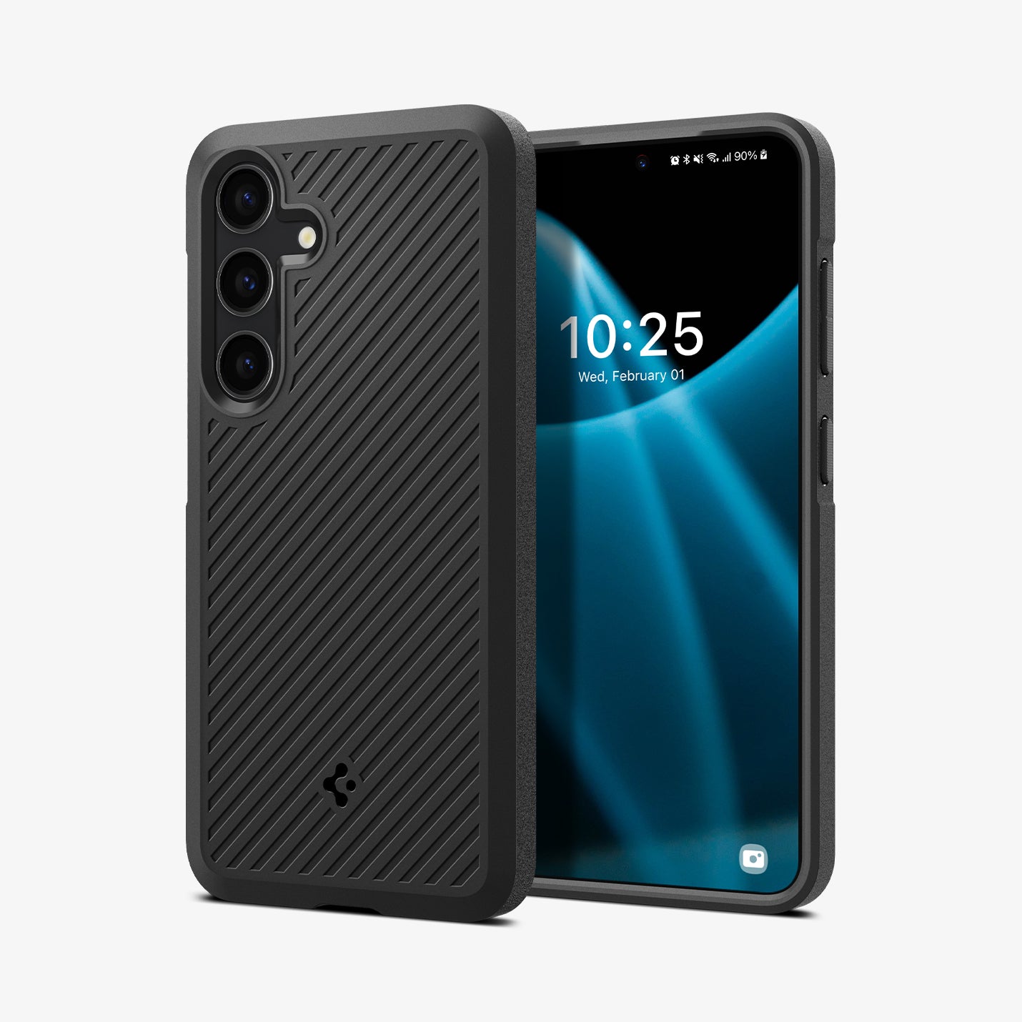 ACS07208 - Galaxy S24 Case Core Armor in Matte Black showing the back, behind, is another device facing front