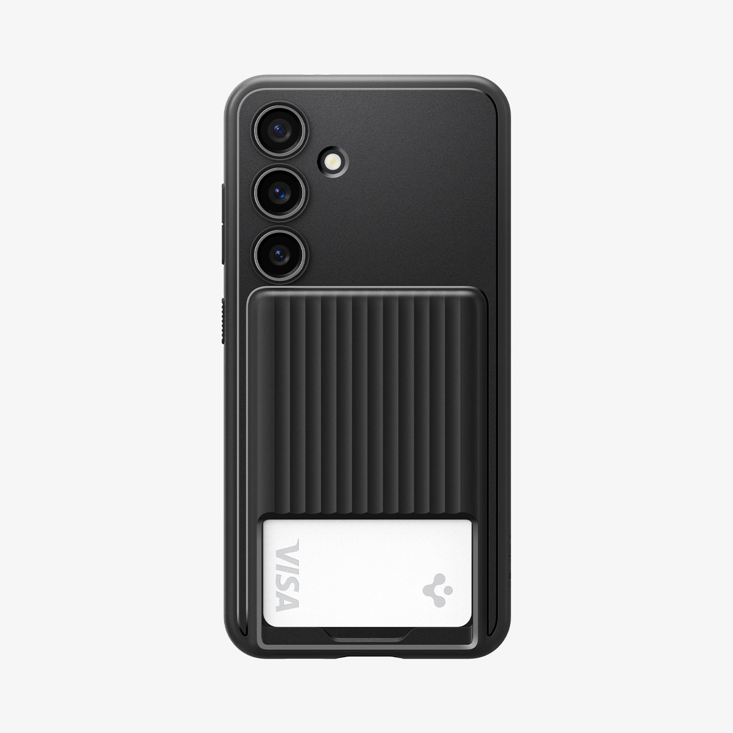 ACS07360 - Galaxy S24 Case Liquid Slot in Matte Black showing the back with card slot and a card