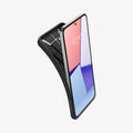 ACS07347 - Galaxy S24 Case Liquid Air in Matte Black showing the front of device with the case partially peeled off
