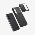 ACS06380 - Galaxy S23 FE Case Optik Armor in black showing the multiple layers of case hovering away from the device