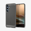 ACS08999 - Galaxy S25 Case Rugged Armor (MagFit) in Marble Gray showing the back, partial front and sides