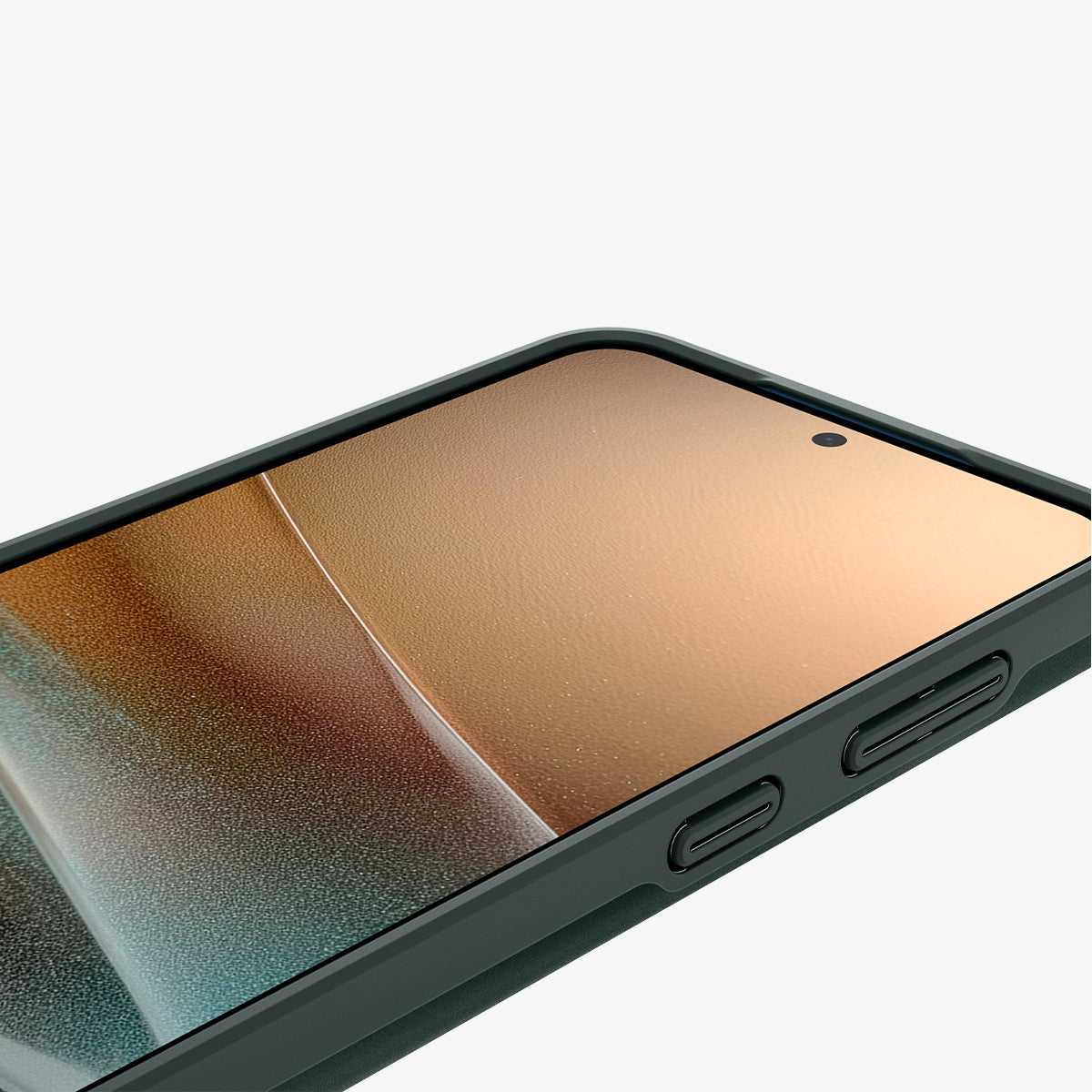 ACS08994 - Galaxy S25 Case Thin Fit (MagFit) in Abyss Green showing the front and partial side zoomed in