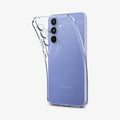 ACS05889 - Galaxy A54 5G Case Liquid Crystal in Crystal Clear showing the back of clear case partially peeled from the device