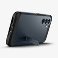 ACS05884 - Galaxy A54 5G Case Tough Armor in Metal Slate showing the back, partial bottom with a built-in kickstand propped up
