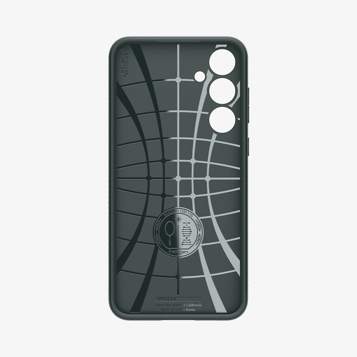 ACS07527 - Galaxy A55 5G Case Liquid Air in Abyss Green showing the inner case with spider web pattern
