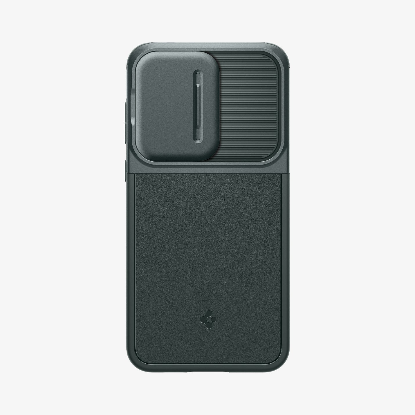 ACS07536 - Galaxy A55 5G Case Optik Armor in Abyss Green showing the back with camera slider closed