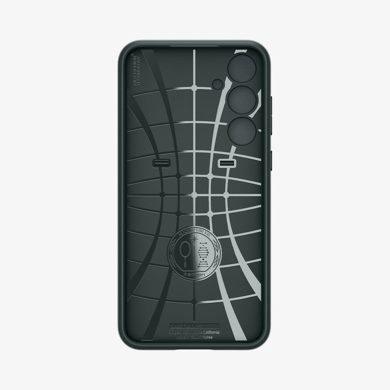 ACS07536 - Galaxy A55 5G Case Optik Armor in Abyss Green showing the inner case with spider web pattern