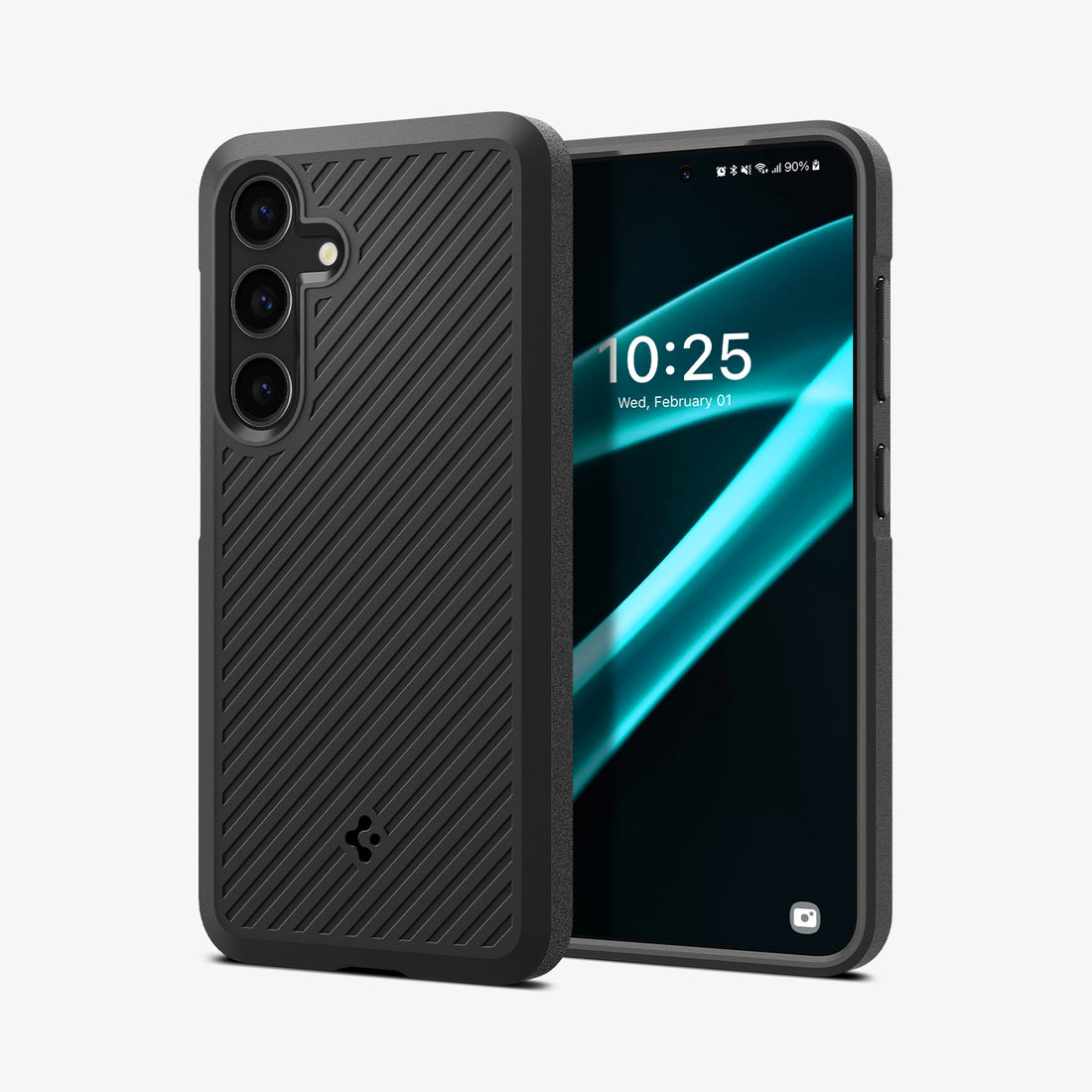 ACS07201 - Galaxy S24 Plus Case Core Armor in Matte Black showing the back, behind, is another device facing front