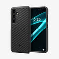 ACS07201 - Galaxy S24 Plus Case Core Armor in Matte Black showing the back, behind, is another device facing front