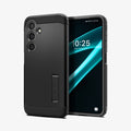 ACS07332 - Galaxy S24 Plus Case Tough Armor in Black showing the back, partial side, next to it, a device showing front and partial side