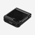 ACS07849 - Galaxy Z Flip 7 FE Case Tough Armor Pro in Black showing the back folded, hinge and sides