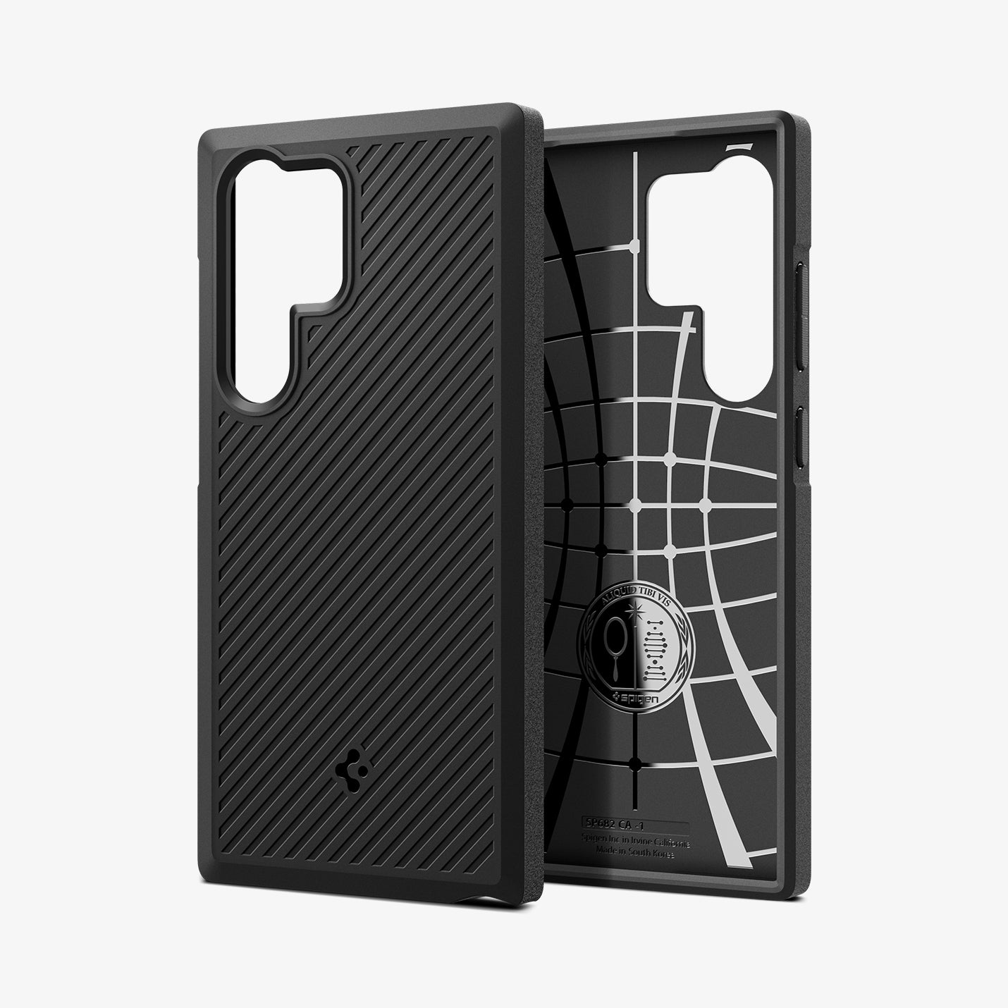 ACS07194 - Galaxy S24 Ultra Case Core Armor in Matte Black showing the back, partial side of the case, beside it, showing inner case and partial side 