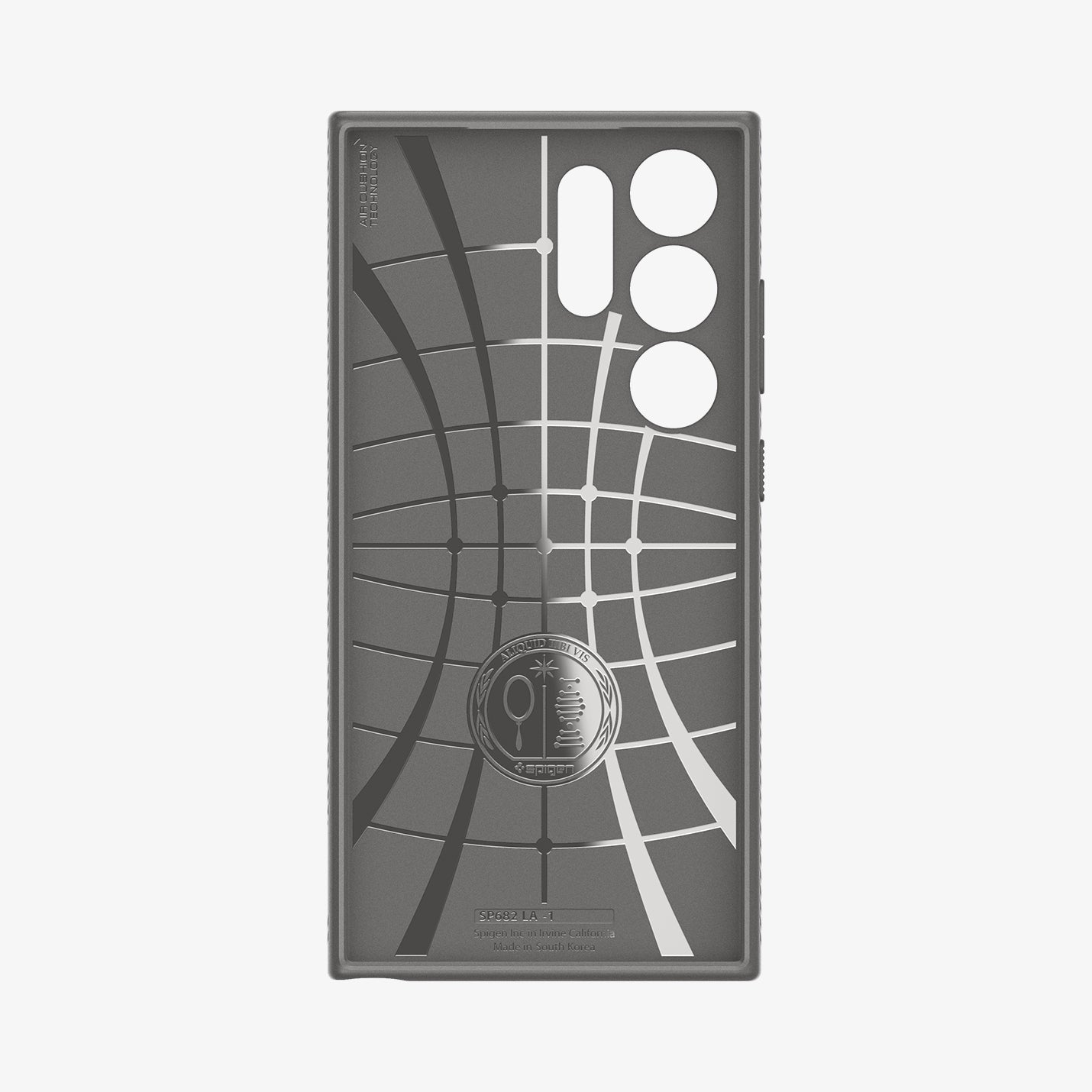 ACS07448 - Galaxy S24 Ultra Case Liquid Air in Granite Gray showing the inner case with spider web pattern