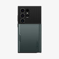 ACS07307 - Galaxy S24 Ultra Case Slim Armor CS in Abyss Green showing the back with card slider closed
