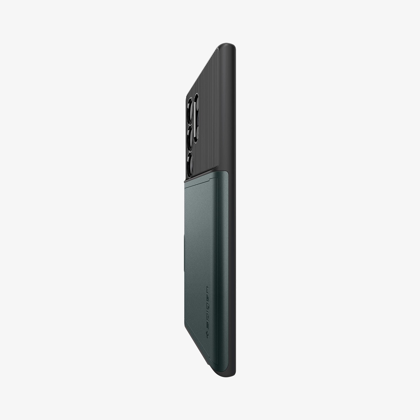 ACS07307 - Galaxy S24 Ultra Case Slim Armor CS in Abyss Green showing partial back and partial side