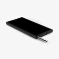  ACS07296 - Galaxy S24 Ultra Case Ultra Hybrid in Frost Black showing the front of device, on a flat surface with stylus pen sticking out