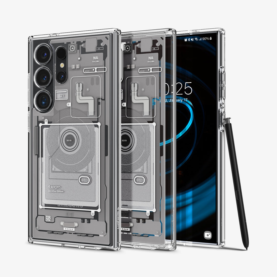 ACS08621 - Galaxy S24 FE Case Ultra Hybrid Zero One in Zero One showing the back