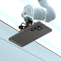 ACS08952 - Galaxy S25 Ultra Case Rugged Armor (MagFit) in Marble Gray showing the back, partial side and top with robot sitting on top of the device