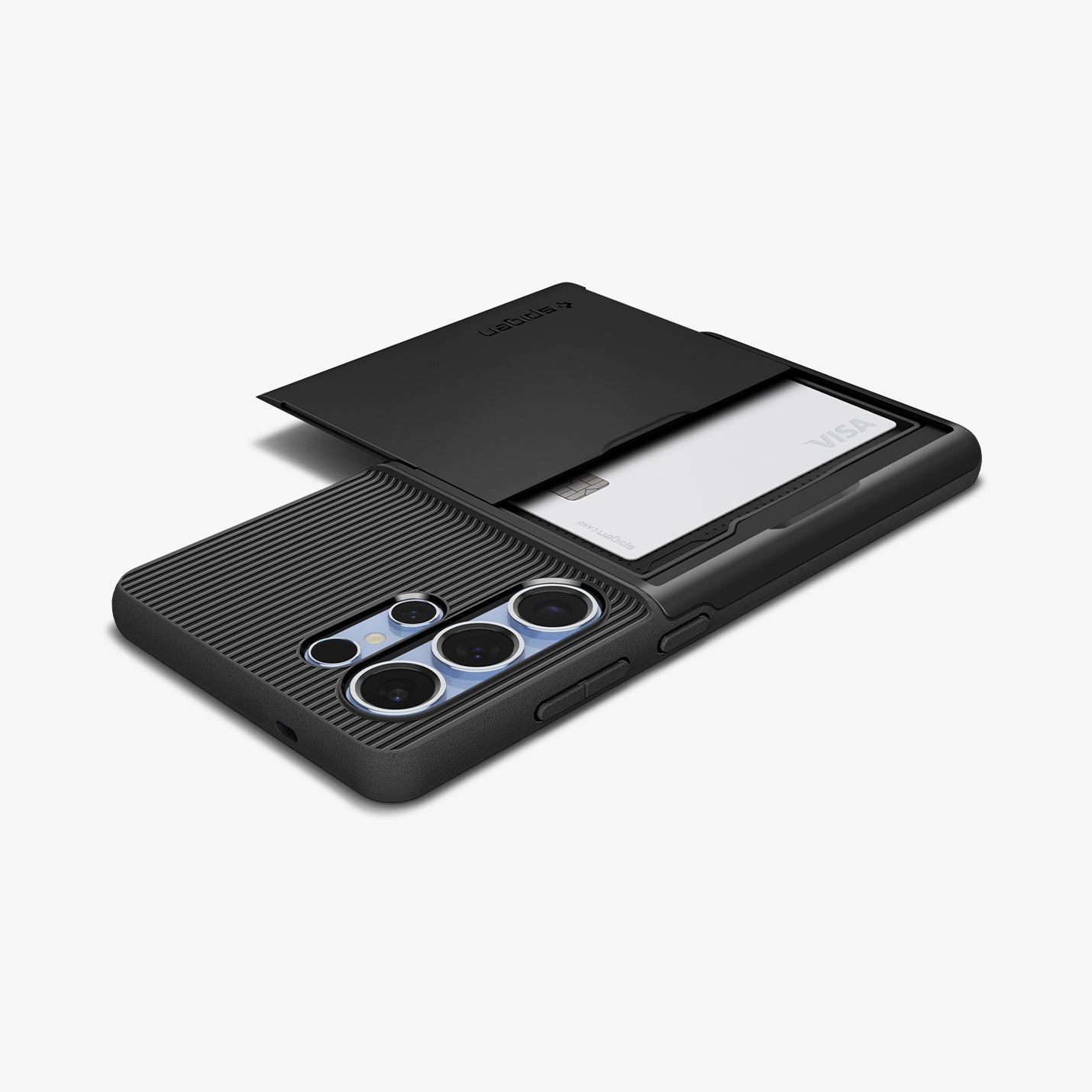 ACS08967 - Galaxy S25 Ultra Case Slim Armor CS in Black showing the back, partial top and bottom, card slider open