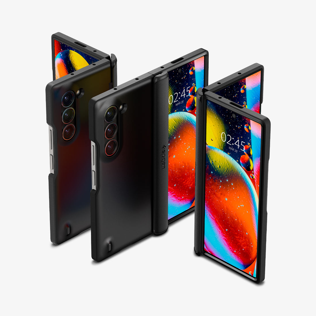 ACS07821 - Galaxy Z Fold 6 Case Slim Armor Pro in Gunmetal showing the back, hinge and front