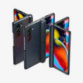 ACS08287 - Galaxy Z Fold 6 Case Tough Armor Pro P in Metal Slate showing the front, partial front, back, partial back and hinge of 3 devices aligned with each other