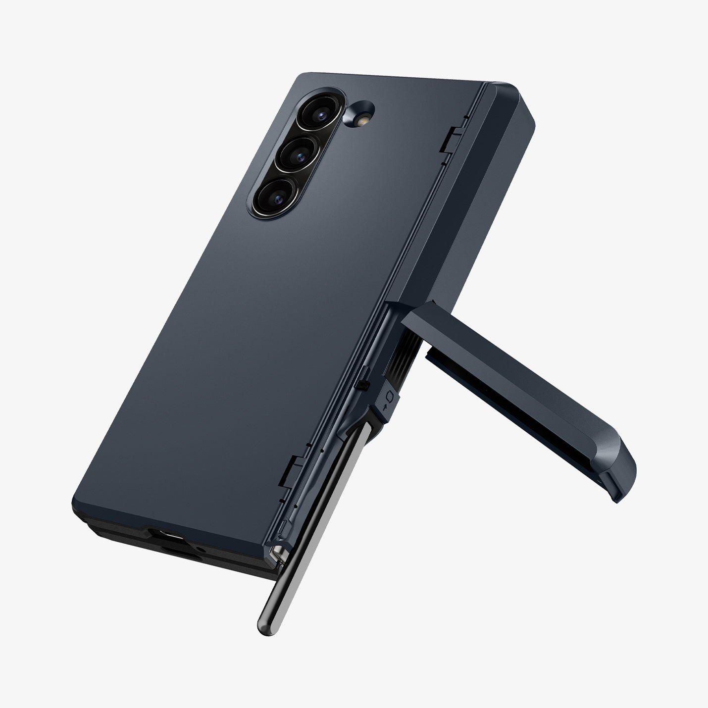 ACS08287 - Galaxy Z Fold 6 Case Tough Armor Pro P in Metal Slate showing the back, partial bottom and hinge with a raised built-in kickstand