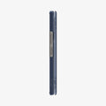 ACS08281 - Galaxy Z Flip 6 Case Ultra Hybrid Pro in Frost Navy Blue showing the side folded with volume buttons