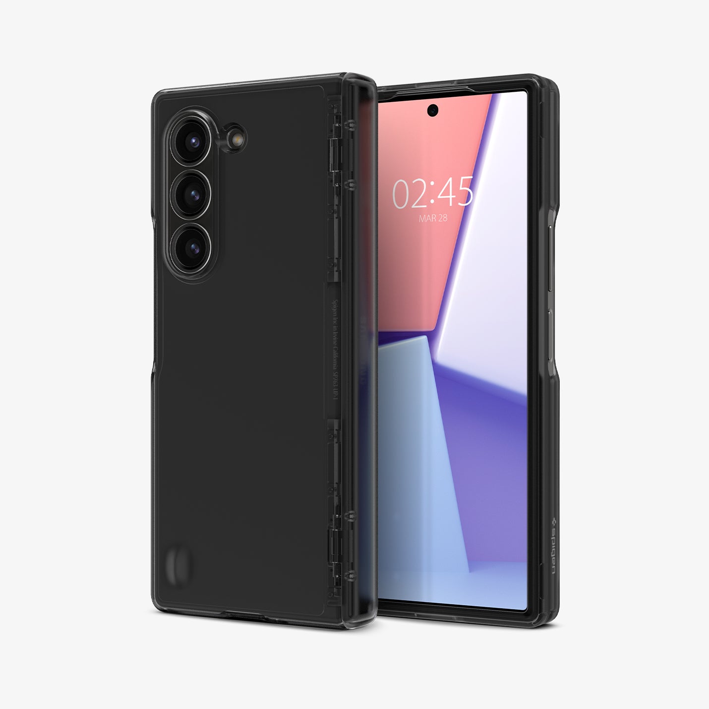 ACS07814 - Galaxy Z Fold 6 Case Ultra Hybrid Pro in Frost Gray showing the back, hinge, partial front and sides