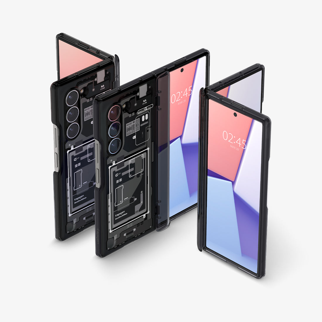 ACS08282 - Galaxy Z Fold 6 Case Ultra Hybrid Pro Zero One in Zero One showing the back, hinge and front